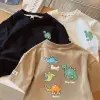 Algodón niños manga corta camiseta verano bebé nuevo chico dibujos animados dinosaurio floral top niños verano legging details Picture
